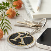 Porte-clés Cadeau monogramme K or diamant (Devant droit)