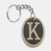 Porte-clés Cadeau monogramme K or diamant (Devant gauche)