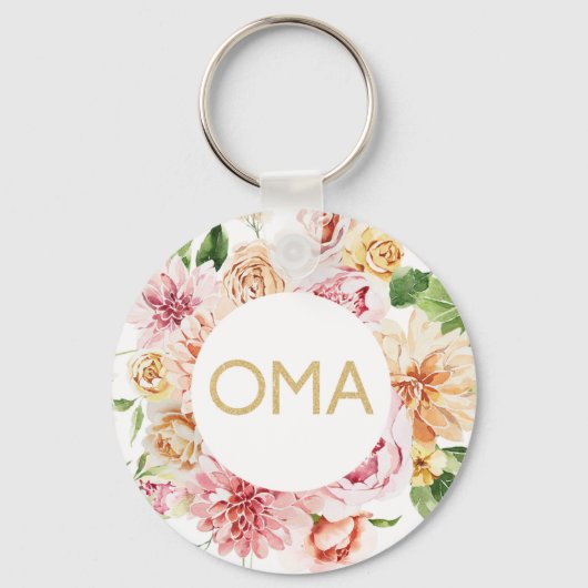 Porte-clés Cadeau Oma floral (Recto)