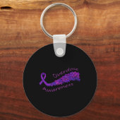 Porte-clés Cadeau Papillon Ruban Violet de Sensibilisation (Recto)