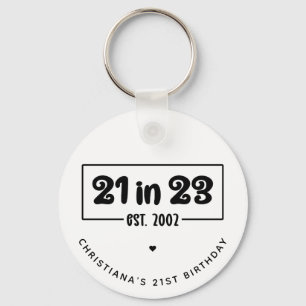 Porte-clés Cadeau personnalisé 21e anniversaire 21 en 23 Ét 2