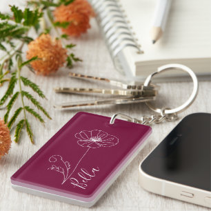 Porte-clés Cadeau personnalisé Août Fleur de naissance du pav