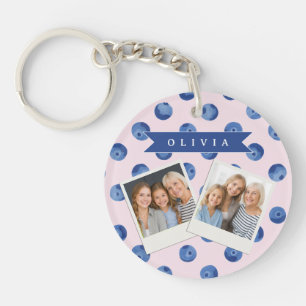 Porte-clés Cadeau Personnalisé Aquarelle Myrtille Douce Nom