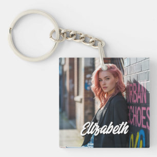Porte-clés Cadeau personnalisé avec image à l'avant et à l'ar