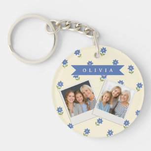 Porte-clés Cadeau personnalisé avec motif de fleur sauvage bl