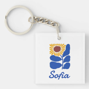 Porte-clés Cadeau personnalisé avec nom personnalisé Fleur de
