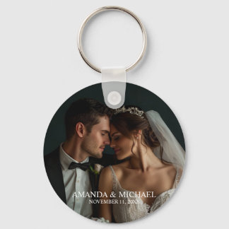 Porte-clés Cadeau personnalisé avec photo, noms et date de ma