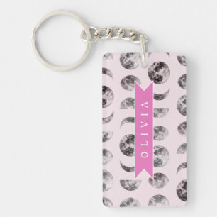 Porte-clés Cadeau Personnalisé de Nom Céleste avec Phase de L