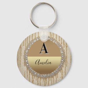 Porte-clés Cadeau personnalisé en or avec monogramme pour mar