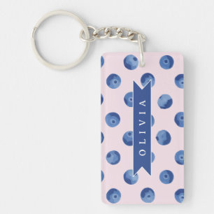 Porte-clés Cadeau Personnalisé Joli Aquarelle Myrtille Nom