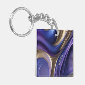 Porte-clés Cadeau personnalisé moderne bleu, violet et or- (Devant gauche)