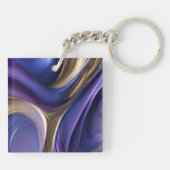 Porte-clés Cadeau personnalisé moderne bleu, violet et or- (Dos)