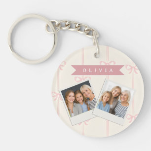 Porte-clés Cadeau Personnalisé Nœud Rose Élégant Coquette