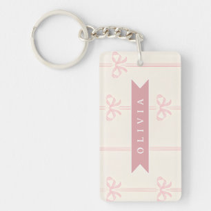 Porte-clés Cadeau Personnalisé Nœud Rose Élégant Coquette