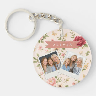 Porte-clés Cadeau Personnalisé Nom Romantique Floral Vintage