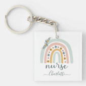Porte-clés Cadeau Personnalisé Rainbow Nurse Nom Cadeau Pour (Devant)