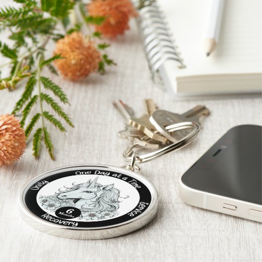 Porte-clés Cadeau personnalisé Unicorn Sobriety Milestone (Côté)