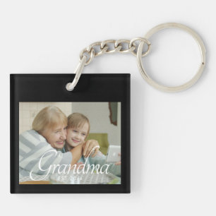 Porte-clés Cadeau photo de grand-mère établie