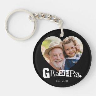 Porte-clés Cadeau photo forme de cœur pour grand-père