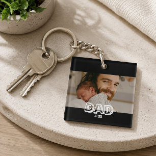 Porte-clés Cadeau Photo Papa Nouvel Père Objet de Famille