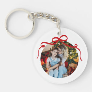 Porte-clés Cadeau photo personnalisé Ruban à nœud coquet roug