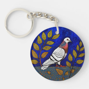 Porte-clés 🕊️ Cadeau Pigeon Vibrant Pour Les Amoureux De La