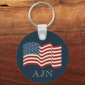 Porte-clés Cadeau Porte - clé du drapeau américain monogramme (Recto)