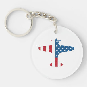 Porte-clés Cadeau pour pilote vétéran d'avion avec drapeau am