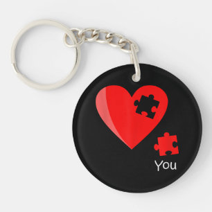 Porte-clés Cadeau T-shirt de la Saint-Valentin Puzzle de cœur