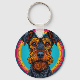 Porte-clés Cadeau vibrant et abstrait pour amateur de chiens 