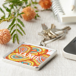 Porte-clés Cadeaux à la menthe orange jaune moderne