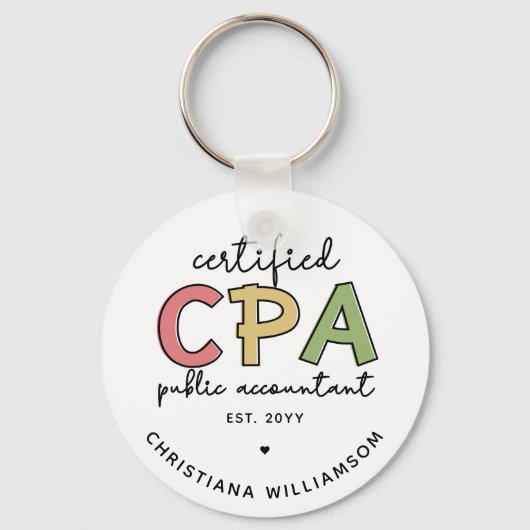 Porte-clés Cadeaux comptables publics certifiés CPA personnal (Recto)