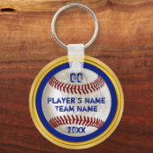 Porte-clés Cadeaux de baseball personnalisés Bleu et Or (Recto)