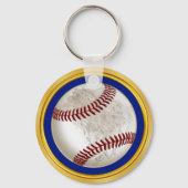 Porte-clés Cadeaux de baseball personnalisés Bleu et Or (Verso)