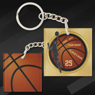 Porte-clés Cadeaux de basket-ball en noir et or personnalisé