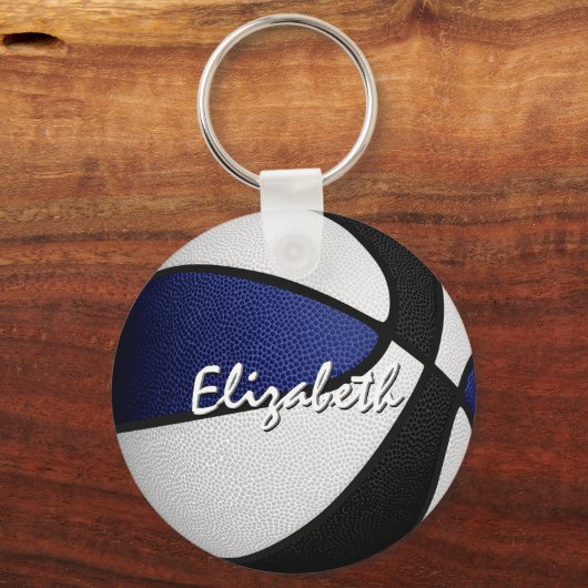 Porte-clés Cadeaux de basket noir bleu pour l'équipe (Recto)