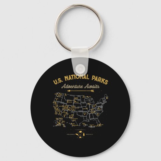 Porte-clés Cadeaux de carte des 62 parcs nationaux Parc améri (Recto)