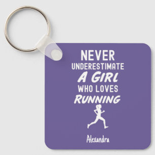 Porte-clés Cadeaux de course violets mignons pour petites fil