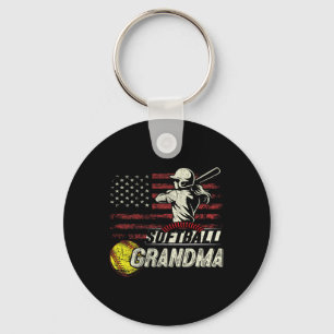 Porte-clés Cadeaux de grand-mère de softball Drapeau américai