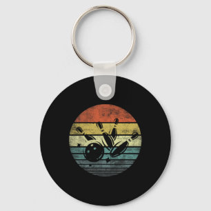 Porte-clés Cadeaux de joueur de quilles Coucher de soleil rét