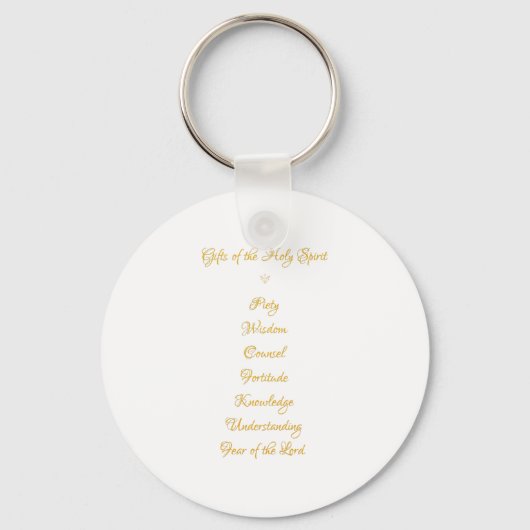 Porte-clés Cadeaux de l'Esprit Saint en 3D Look Script doré (Recto)