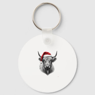 Porte-clés Cadeaux de Noël Bébé Vache Highland Mignon Santa X