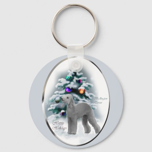 Porte-clés Cadeaux de Noël Bedlington Terrier (Recto)