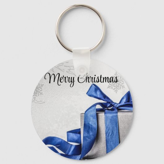 Porte-clés Cadeaux de Noël bleu et argent (Recto)