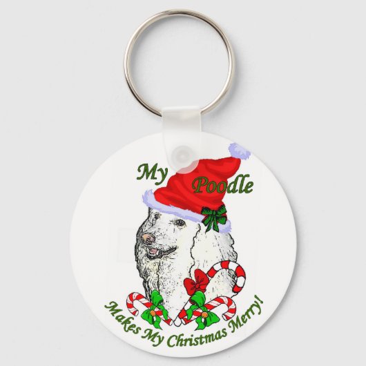 Porte-clés Cadeaux de Noël de caniche (Recto)