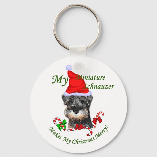 Porte-clés Cadeaux de Noël Schnauzer Miniature (Recto)