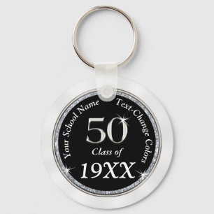 Porte-clés Cadeaux de réunion de 50e classe Noir, Blanc et Ar