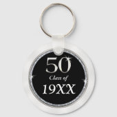 Porte-clés Cadeaux de réunion de 50e classe Noir, Blanc et Ar (Verso)