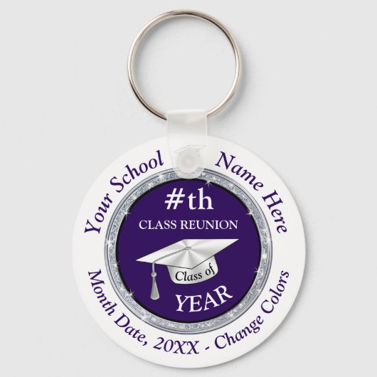 Porte-clés Cadeaux De Réunion Personnalisés, Violet, Blanc (Recto)