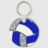 Porte-clés Cadeaux de volley-ball personnalisés, Argent Bleu (Verso)